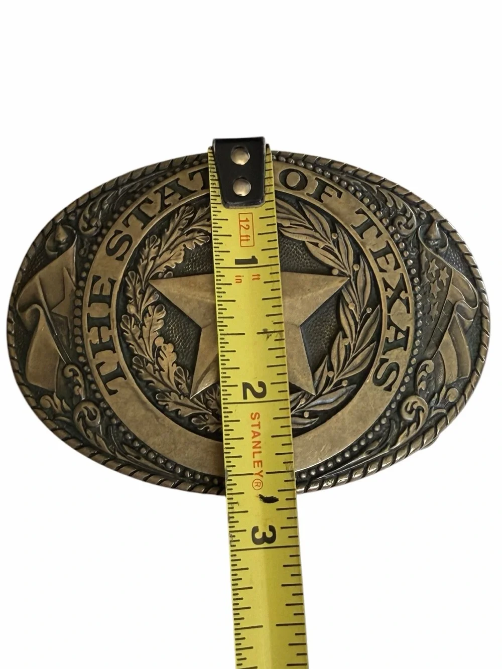 Vintage Tony Lama State If Texas Brass Belt Buckle Lone Star Western